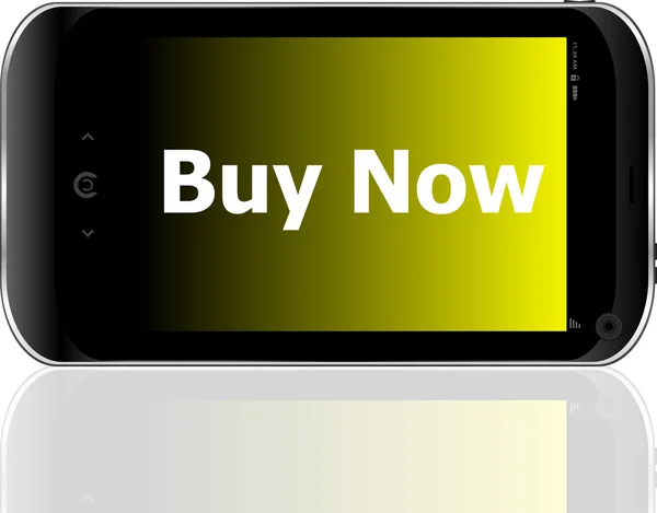 Smartphone con word buy now in mostra, business concept — Foto Stock