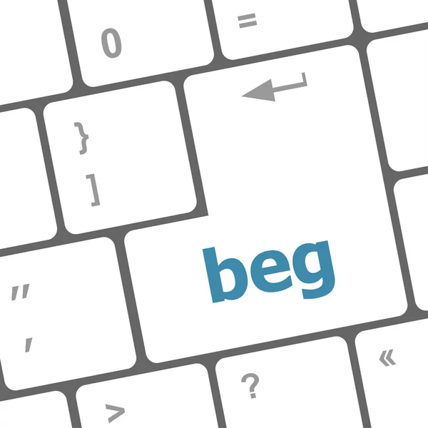 Beg word on keyboard key, notebook computer button — Stock Photo, Image