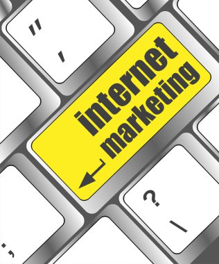 çevrimiçi pazarlama veya internet pazarlama kavramları, klavye tuşunun giriş tuşunda iletisi olan