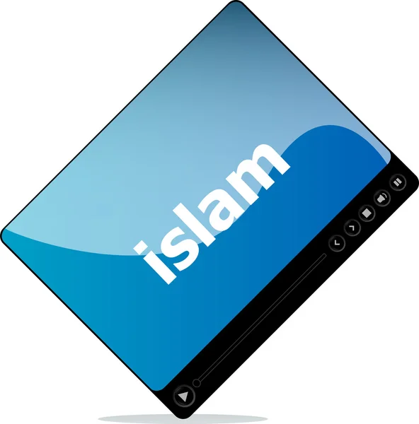 Lettore video per il web, parola islam su di esso — Foto Stock
