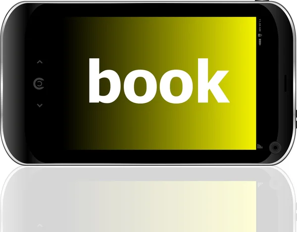 Επιχειρηματική ιδέα: smartphone με το βιβλίο της λέξης στην οθόνη — Φωτογραφία Αρχείου