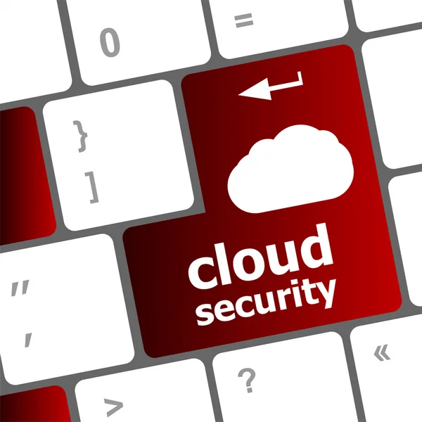 Cloud zabezpečení koncepce zobrazeno mrak na ikonu klíč počítače — Stock fotografie