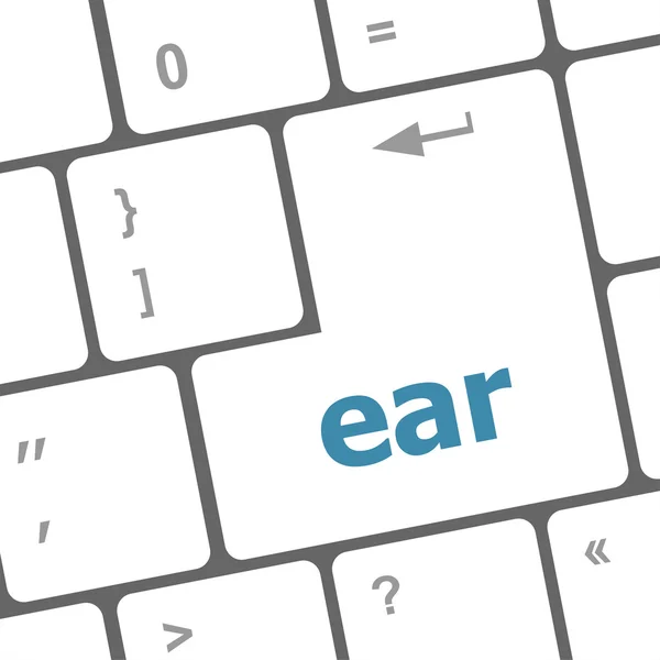Przycisk ucha na komputerze klawisz klawiatury — Zdjęcie stockowe