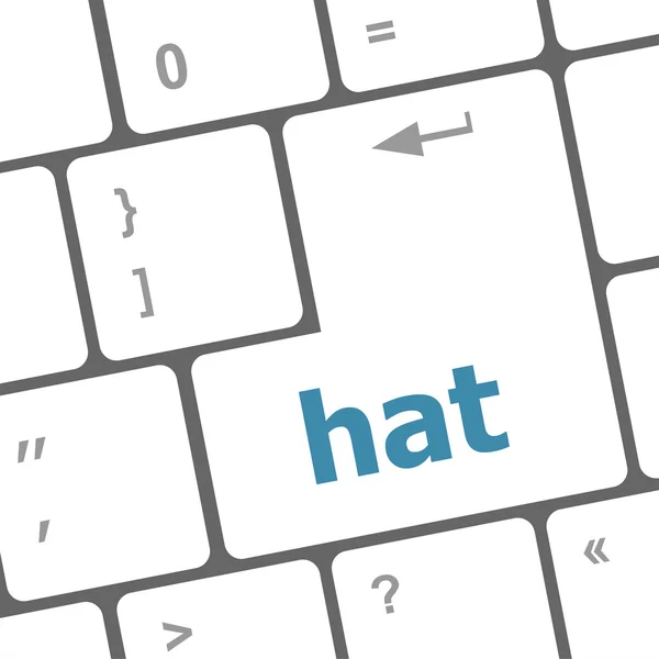 Computer keyboard with words hat on enter button — Stock Photo, Image