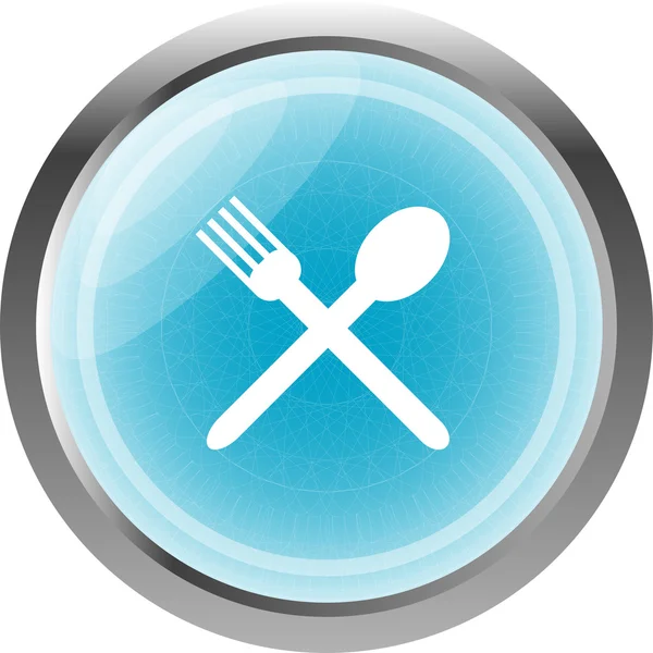 웹 단추 음식 아이콘: 숟가락과 포크 표지판 — 스톡 사진