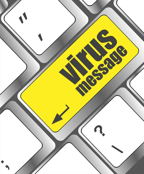 Комп'ютерна клавіатура з ключем вірусних повідомлень — стокове фото