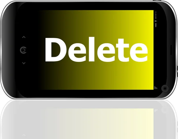 Concepto de desarrollo web: smartphone con word delete en pantalla — Foto de Stock