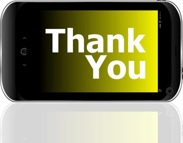 Chytrý telefon s slovo Děkuji — Stock fotografie