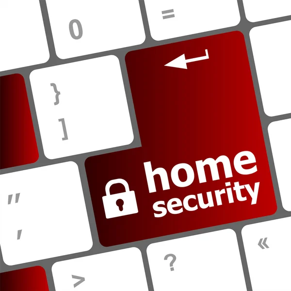 安全概念： 家庭安全图标上的电脑键盘输入按钮背景 — 图库照片