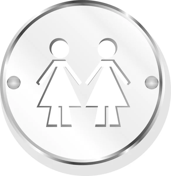 Dwie kobiety błyszczący web ikona na białym tle — Zdjęcie stockowe