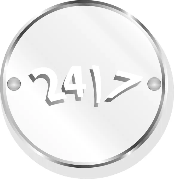 24 hodinový tlačítko web ikony izolované na bílém — Stock fotografie