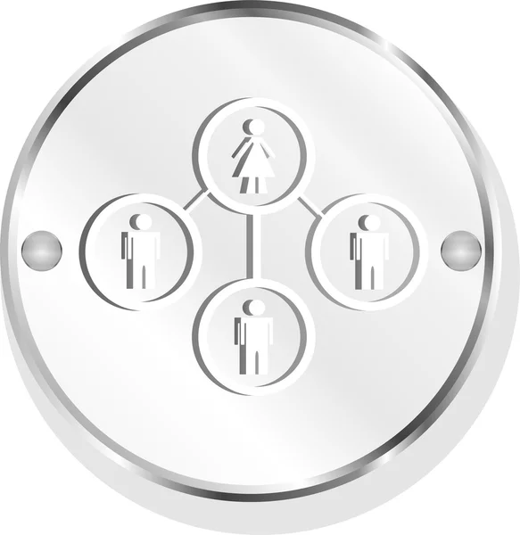 Ikona przycisk z sieci kobiet wewnątrz, izolowany na białym — Zdjęcie stockowe