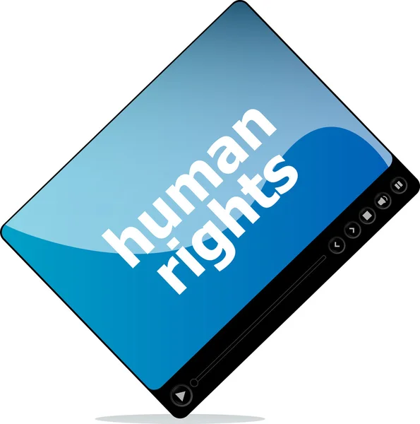 Conceito de mídia social: interface do player de mídia com a palavra direitos humanos — Fotografia de Stock
