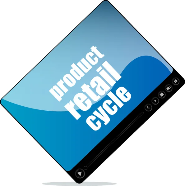 Video media player for web with product retail cycle word — Stock Photo, Image