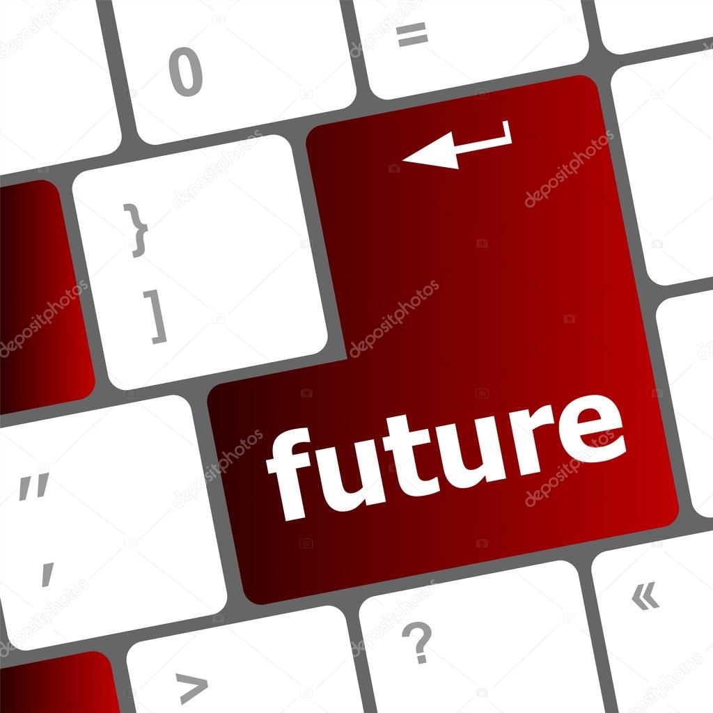 future time concept with key on computer keyboard
