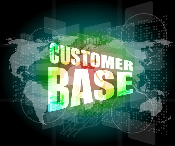 Customer base words on digital screen with world map — Stock Photo, Image