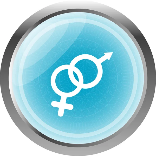 Yuvarlak düğmesi üzerinde beyaz izole erkek kadın simgesiyle — Stok fotoğraf