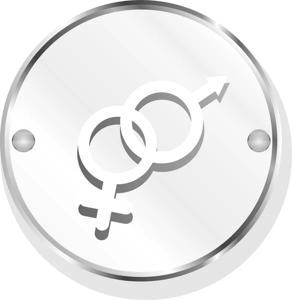 Runder Knopf mit männlichem weiblichen Symbol isoliert auf weiß — Stockfoto