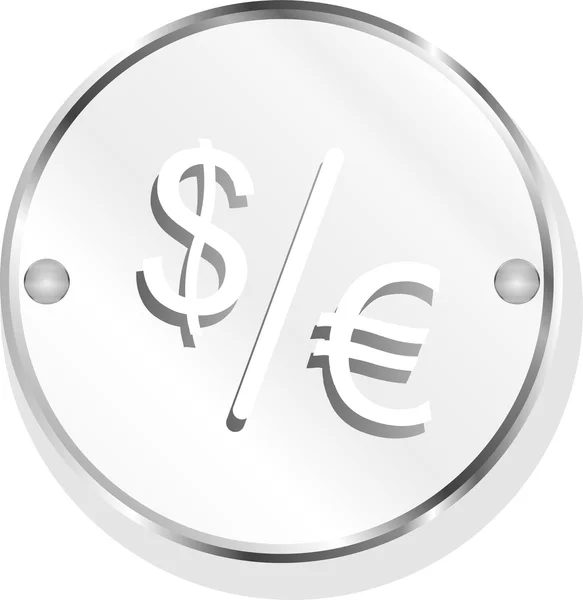 Dólar y euro signos en el botón web aislado en blanco — Foto de Stock