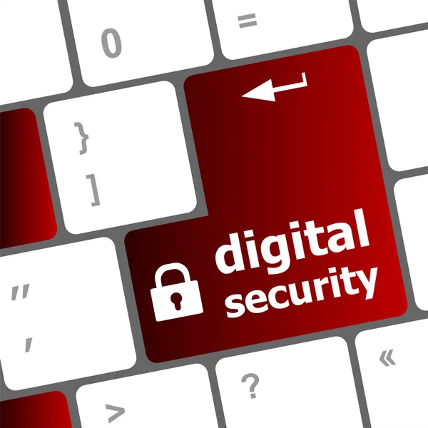 Safety concept: computer keyboard with digital security icon on enter button background — Stock Photo, Image