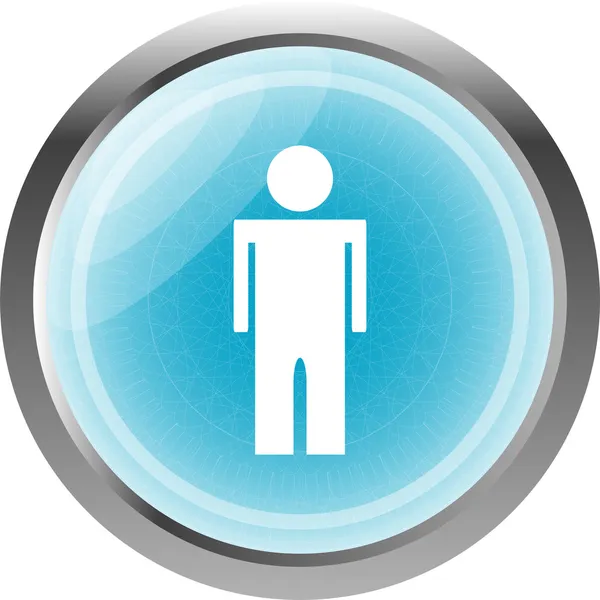 Botão ícone com o homem dentro isolado no branco — Fotografia de Stock