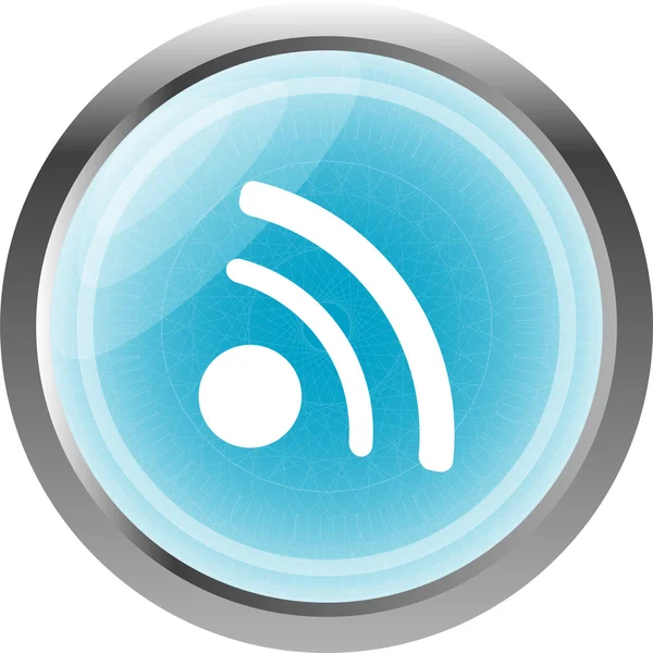 Brillante botón web con señal de alimentación RSS aislado en blanco — Foto de Stock
