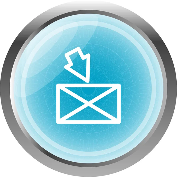 Mail enveloppe pictogram web knop met kaart geïsoleerd op wit — Stockfoto