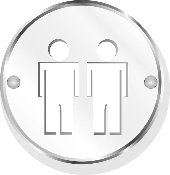 Icon button with two man inside isolated on white — Stock Photo, Image