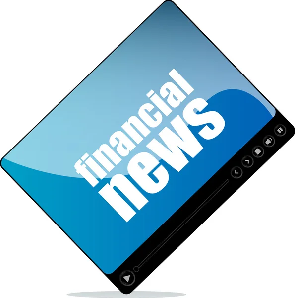 Video player for web with financial news word — Stock Photo, Image