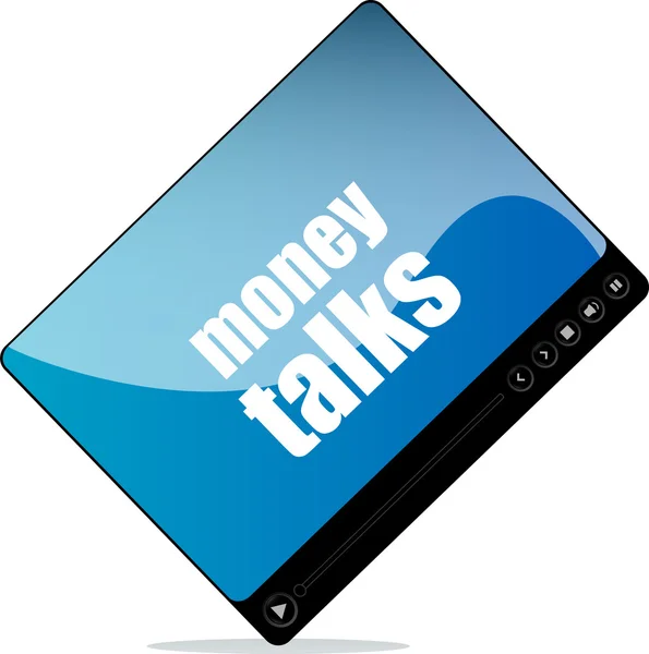 Video media player for web with money talks word — Stock Photo, Image