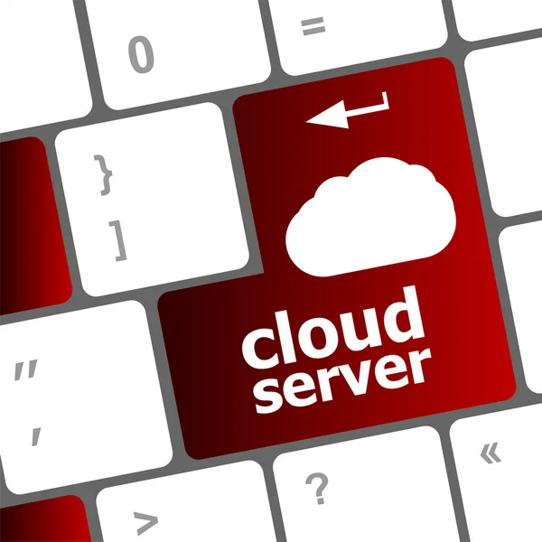 Concepto de palabras de servidor en la nube en el botón azul del teclado — Foto de Stock