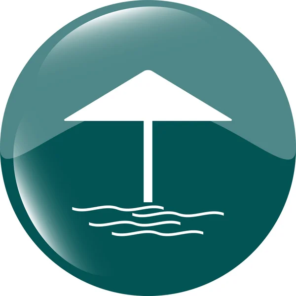 Beach umbrella on web icon (button) isolated on white — Stock Photo, Image
