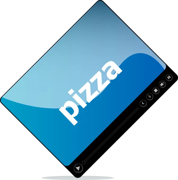 Video player for web, pizza word on it — Stock Photo, Image