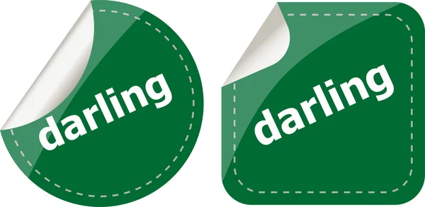 Darling woord-stickers web knop set, label, pictogram — Stockfoto