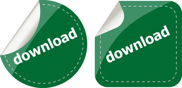Palavra de download em adesivos conjunto de botões, rótulo, conceito de negócio — Fotografia de Stock
