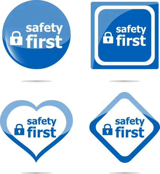 Etiqueta de sinal de bloqueio seguro, botão de ícone de segurança primeiro — Fotografia de Stock
