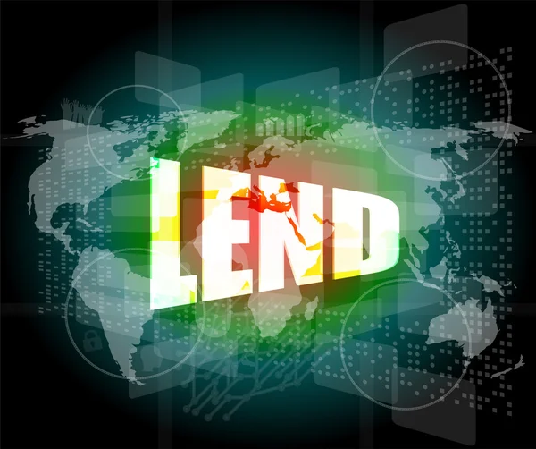 Affärsidé: ordet låna på digital skärm — Stockfoto