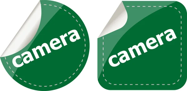 Camera word stickers set, web icon button — Stock Photo, Image