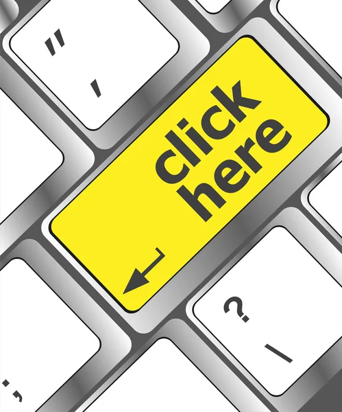 Keyboard keys with click here text on button — Stock Photo, Image