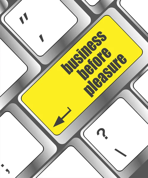 Business before pleasure button on computer keyboard key — Stock Photo, Image