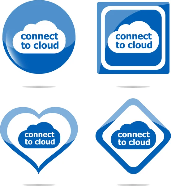 Stickers label set business tag with connect to cloud word — Stock Photo, Image