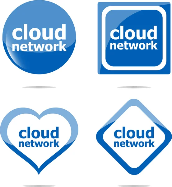 Cloud network text stickers set isolated on white — Stock Photo, Image