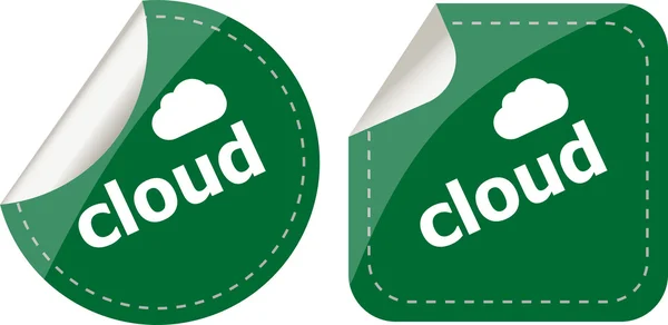 Etiquetas engomadas etiqueta establecer etiqueta comercial con palabra en la nube — Foto de Stock