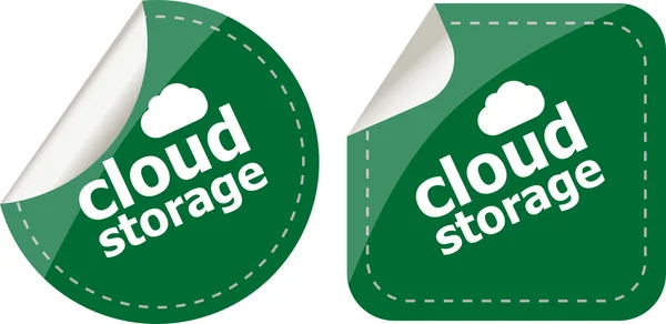 Cloudopslag - cloudcomputing icoon stickers ingesteld — Stockfoto