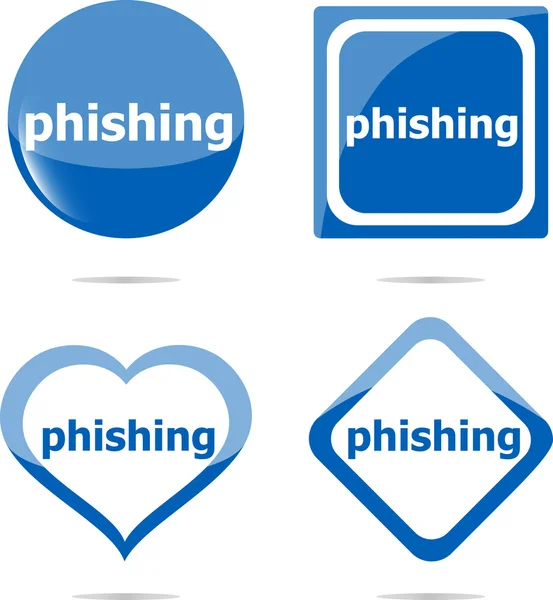 Phishing word with lock on stickers set, web icon — Stock Photo, Image