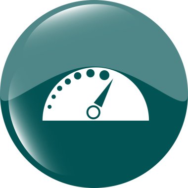 Web düğmesindeki otomotiv takometresi (simge) beyaz üzerinde izole edildi