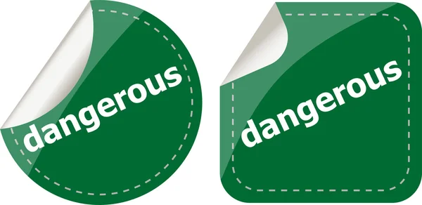 Dangerous word on stickers web button set, label, icon — Stock Photo, Image