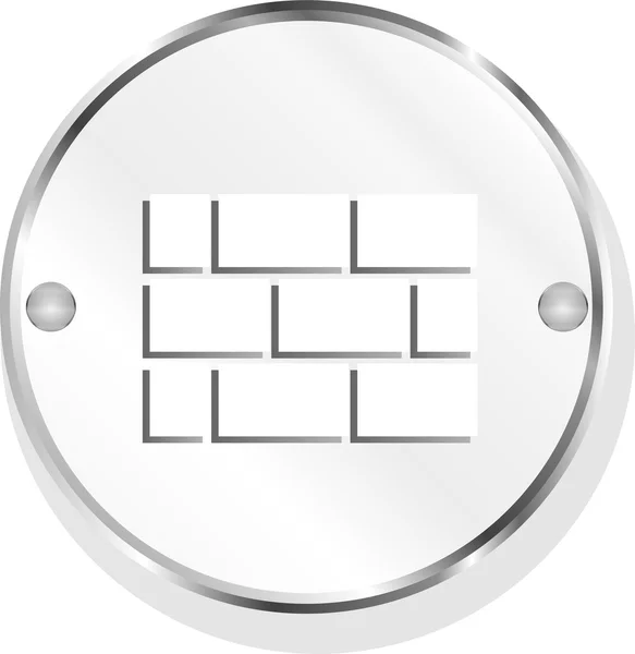 Stone wall icon button isolated on white — Stock Photo, Image