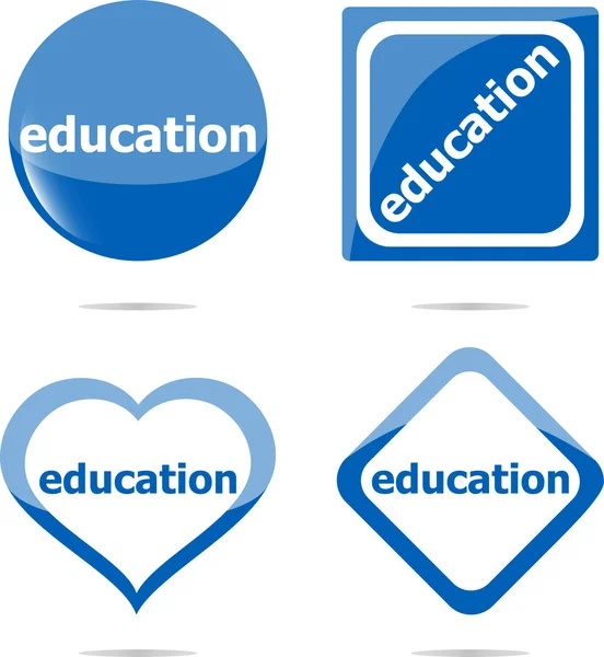 Adesivi educazione impostato isolato su bianco, pulsante icona — Foto Stock