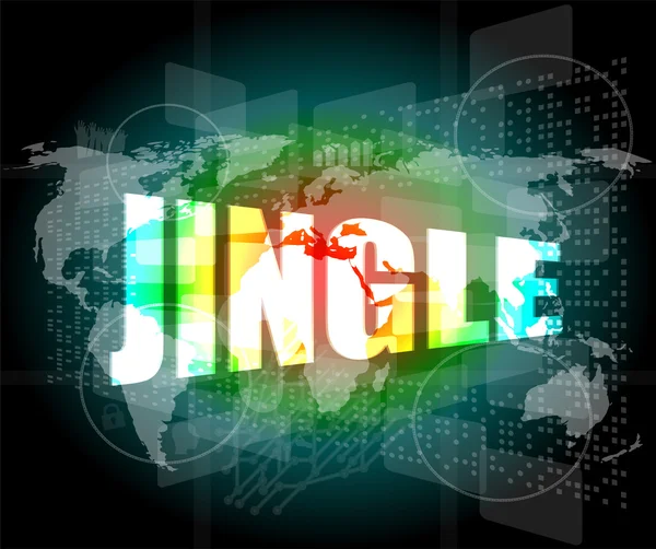 Jingle word on digital screen background with world map — Stock Photo, Image